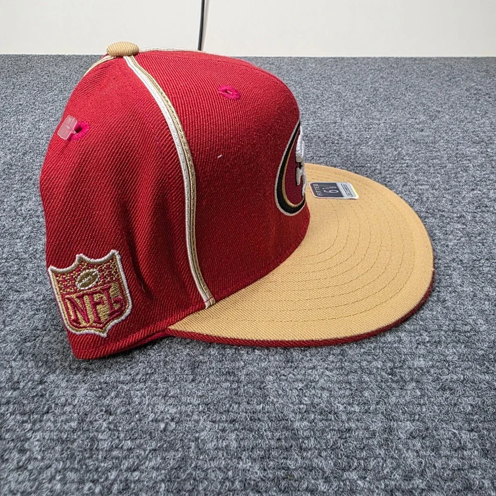 Reebok San Francisco 49ers NFL Fitted Baseball Cap Red‎ Gold 6 7/8 100% Wool VTG